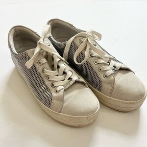 J Slides NYC Leather Sneakers White Silver Size 9